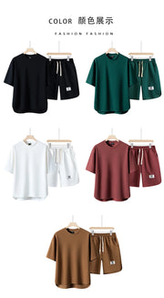 2025 Summer Sets Men Fashion Short Sleeve Shirt/Shorts Two-piece Mens Streetwear Loose Hollow Out Set Mens Short Sets M-4XL TZ16