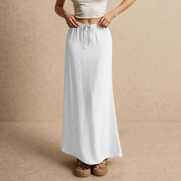 Summer Vacation Women's Summer Maxi Skirt Drawstring Low Waist A Line Casual Skirts Bodycon Long Skirt Beach Women's clothing