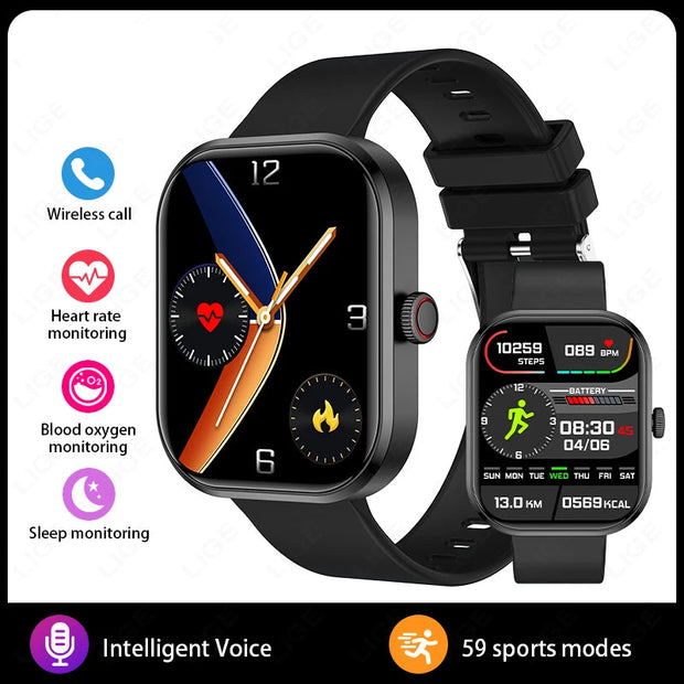 Men Full Touch Screen Bluetooth Call Waterproof Watches