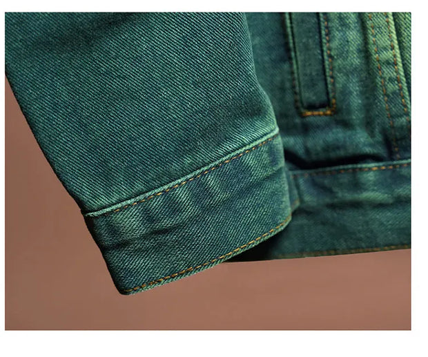 Fashion high-end American casual MEN'S denim jacket High Street trendy brand retro loose large-sized washing workwear top