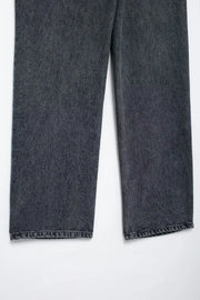 TRAFZA Jeans For Women 2024 Denim Solid Loose Zipper Fly Female Hole Trouser Pockets Wild Basic Commute Woman Wide Leg Long Pant