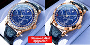 OLEVS Original Men's Automatic Mechanical Watch Fashion Business Leather Strap Luxury Diamond Starry Sky Moon Phase Men's Watch