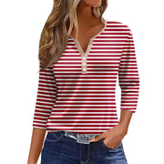 Tops For Women Women'S T Shirt Tee Print Button 3/4 Sleeve Daily Weekend Fashion Basic V Neck Regular Top Ropa De Mujer New