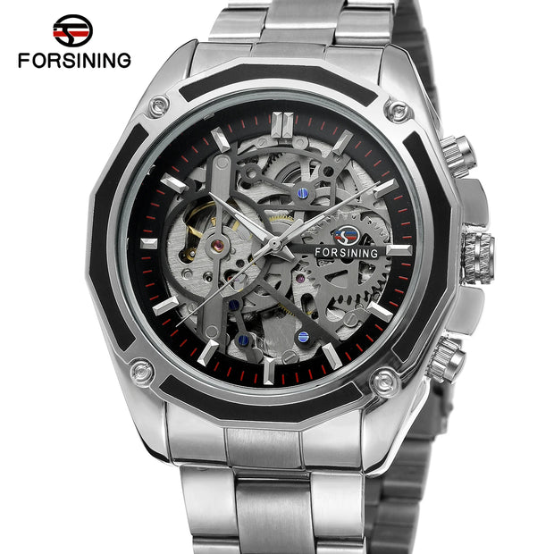 2024 Stainless Steel Skeleton Mechanical Watch Male Automatic Movement Man Wrist Watches Waterproof High End Luxury reloj hombre