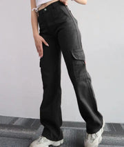 New Y2K Women Vintage Cargo Pants Streetwear Techwear Korean Harajuku Parachute Pants Beige Sweatpants Wide Leg Joggers Trousers