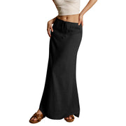 Summer Vacation Women's Summer Maxi Skirt Drawstring Low Waist A Line Casual Skirts Bodycon Long Skirt Beach Women's clothing