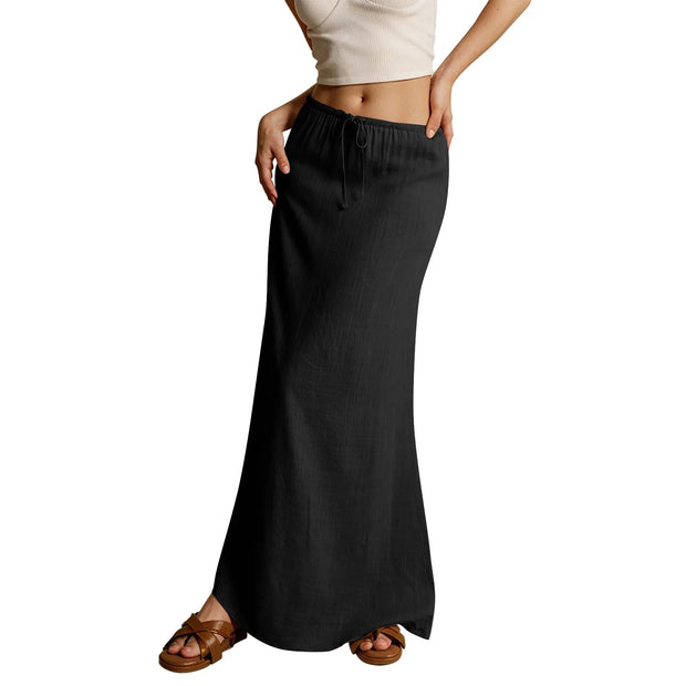 Summer Vacation Women's Summer Maxi Skirt Drawstring Low Waist A Line Casual Skirts Bodycon Long Skirt Beach Women's clothing