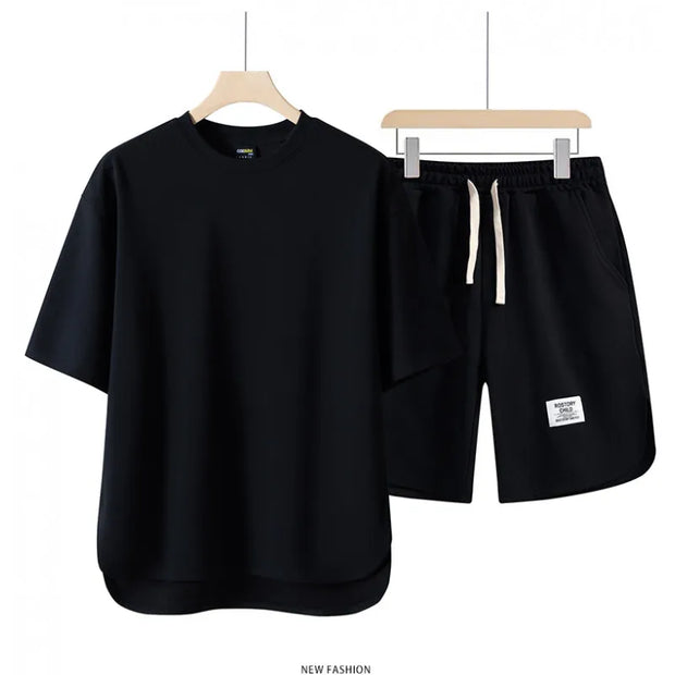 2025 Summer Sets Men Fashion Short Sleeve Shirt/Shorts Two-piece Mens Streetwear Loose Hollow Out Set Mens Short Sets M-4XL TZ16