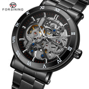Forsining Official Automatic Mechanical Skeleton Watch Men Stainless Steel Skeleton Luminous Hands Military Business Waterproof