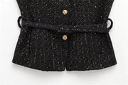 Spring Vest Jackets Women's 2025 New Jacket Coat Fashion Slim Belt O-neck Street Joker Youth Coat Vest