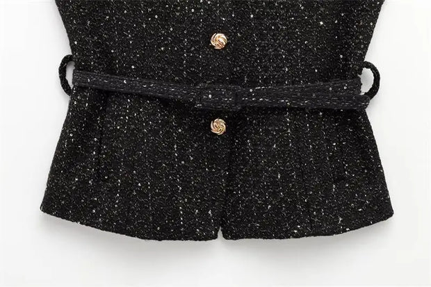 Spring Vest Jackets Women's 2025 New Jacket Coat Fashion Slim Belt O-neck Street Joker Youth Coat Vest