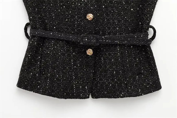 Spring Vest Jackets Women's 2025 New Jacket Coat Fashion Slim Belt O-neck Street Joker Youth Coat Vest