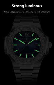 POEDAGAR Luxury Square Man Quartz Watch Waterproof Luminous Date Men's Watch High Quality Stainless Steel Business Men Watches