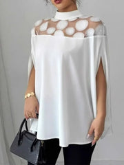 Elegant White Womens Tops And Blouses New Summer Color Mesh Off-shoulder Bat Sleeve Elegant Top For Women Shirts Women Clothes