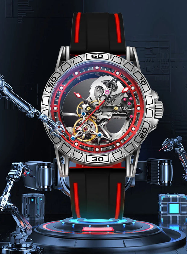 Men's Casual Mechanical Watch Automatic Luxury Brand New Sport Watches Man Hollow Out Fashion Waterproof Business Luminous Clock