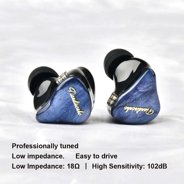 TD19 beryllium diaphragm resin starry sky blue HIFI Bass Earphone