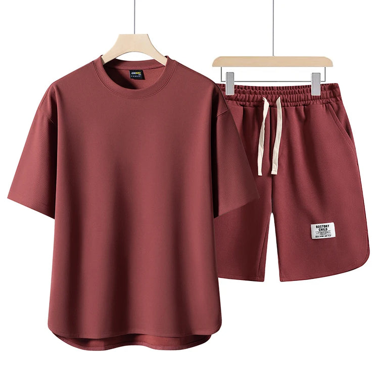 2025 Summer Sets Men Fashion Short Sleeve Shirt/Shorts Two-piece Mens Streetwear Loose Hollow Out Set Mens Short Sets M-4XL TZ16