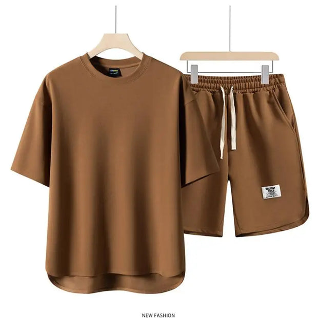 2025 Summer Sets Men Fashion Short Sleeve Shirt/Shorts Two-piece Mens Streetwear Loose Hollow Out Set Mens Short Sets M-4XL TZ16