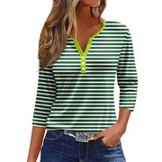 Tops For Women Women'S T Shirt Tee Print Button 3/4 Sleeve Daily Weekend Fashion Basic V Neck Regular Top Ropa De Mujer New