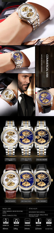 Fashion Hollow Business Tourbillon Automatic Mechanical Watch for Men