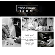 OBLVLO Trend Luxury Rose Gold Diamond Date Mechanical Automatic Watches For Men Blue Silicone Strap Waterproof Sport Watch FM-SL