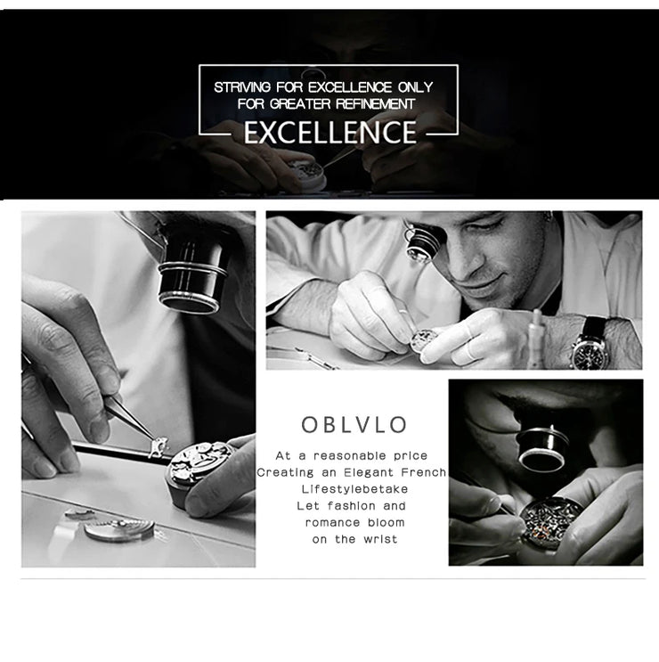 OBLVLO Trend Luxury Rose Gold Diamond Date Mechanical Automatic Watches For Men Blue Silicone Strap Waterproof Sport Watch FM-SL