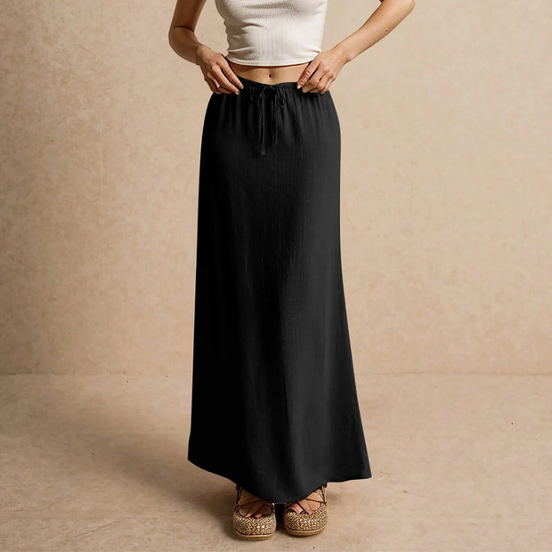Summer Vacation Women's Summer Maxi Skirt Drawstring Low Waist A Line Casual Skirts Bodycon Long Skirt Beach Women's clothing