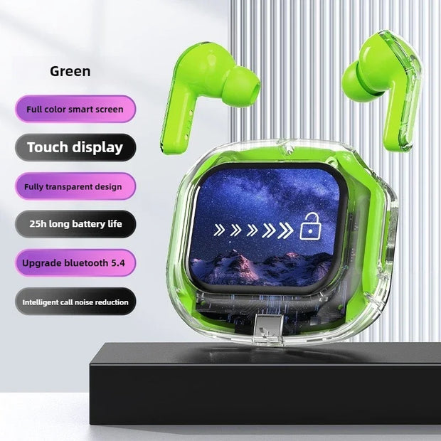 Wireless Bluetooth-compatible Earphones Intelligent Touch Color LCD Screen TWS Earbuds HIFI Noise Reduction Stereo Earphones
