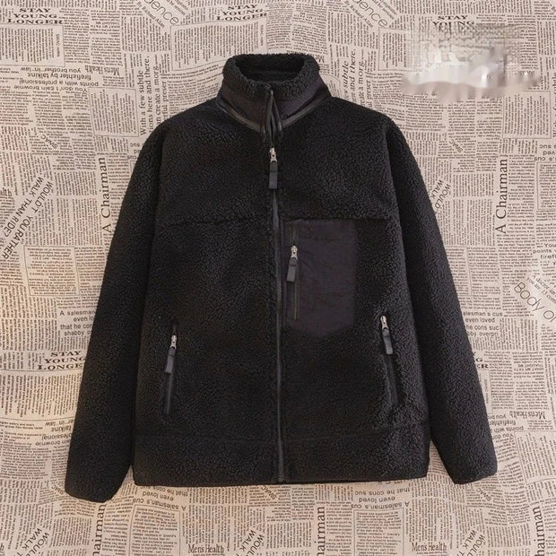 Motorcycle Outdoor Wool Jacket Men Women Double Sided Thick Plush Rider Ride Suit Lambing Wool Windproof Warm Fashionable Jacket