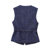 Spring Vest Jackets Women's 2025 New Jacket Coat Fashion Slim Belt O-neck Street Joker Youth Coat Vest