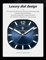 POEDAGAR Luxury Square Man Quartz Watch Waterproof Luminous Date Men's Watch High Quality Stainless Steel Business Men Watches