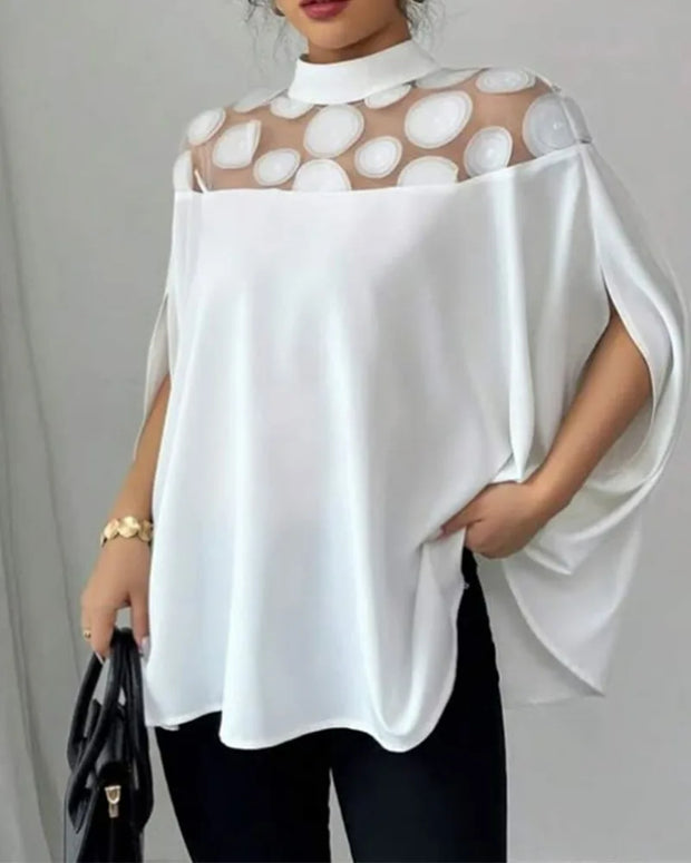 Elegant White Womens Tops And Blouses New Summer Color Mesh Off-shoulder Bat Sleeve Elegant Top For Women Shirts Women Clothes