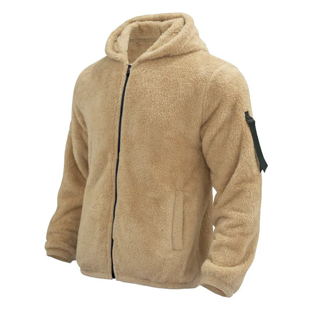 2025 Men's Casual Double-sided Plush Warm Jacket Autumn Winter Thick Wool Coats Solid Hooded Fleece Hoodies Loose Men Clothing