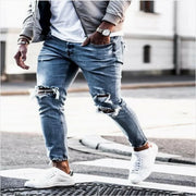 Denim Distressed Mens Pants Autumn Slim Fit and Slimming New Elastic Pants Mens Small Leg Pants