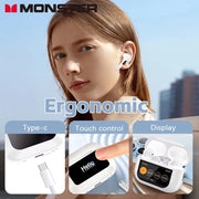 MONSTER Touch Screen Bluetooth Headphones TWS Bluetooth5.3 Earbuds ANC Noise Reduction Eardphones Dual Connection Sports headset