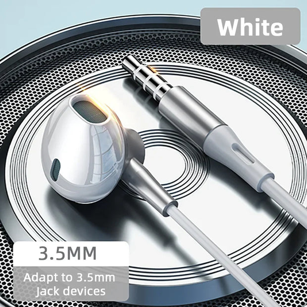 HiFi Bass Stereo Volume Control Mic 3.5mm Wired Earbuds