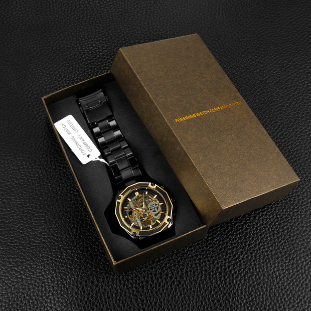 2024 Stainless Steel Skeleton Mechanical Watch Male Automatic Movement Man Wrist Watches Waterproof High End Luxury reloj hombre