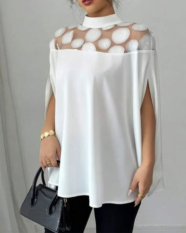 Elegant White Womens Tops And Blouses New Summer Color Mesh Off-shoulder Bat Sleeve Elegant Top For Women Shirts Women Clothes