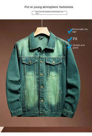 Fashion high-end American casual MEN'S denim jacket High Street trendy brand retro loose large-sized washing workwear top