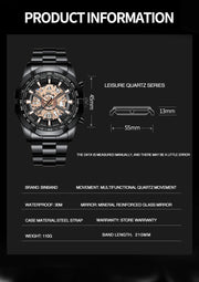 BINBONG Business Men's Watches Waterproof Calendar Luminous Fashion Quartz Watch For Man Stainless Steel Male Clock Reloj Hombre