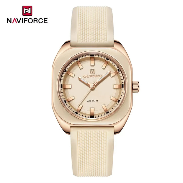NAVIFORCE Fashion Women's Watch Casual Elegant Simple Polygon Quartz Silicone Watch Gift for Women Wristwatch Relogio Feminino
