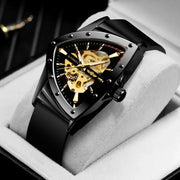 Winner Military Triangle Steel Skeleton Automatic Movement Man Watch Sports Mechanical Watches Luxury Waterproof Silicone Strap