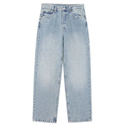 TRAFZA Jeans For Women 2024 Denim Solid Loose Zipper Fly Female Hole Trouser Pockets Wild Basic Commute Woman Wide Leg Long Pant