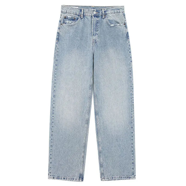 TRAFZA Jeans For Women 2024 Denim Solid Loose Zipper Fly Female Hole Trouser Pockets Wild Basic Commute Woman Wide Leg Long Pant