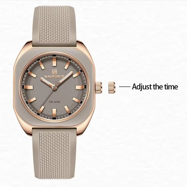 NAVIFORCE Fashion Women's Watch Casual Elegant Simple Polygon Quartz Silicone Watch Gift for Women Wristwatch Relogio Feminino