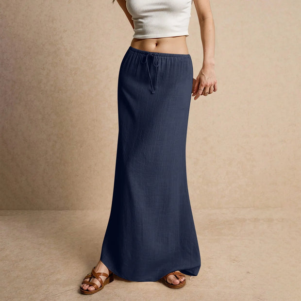 Summer Vacation Women's Summer Maxi Skirt Drawstring Low Waist A Line Casual Skirts Bodycon Long Skirt Beach Women's clothing