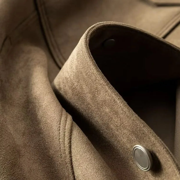 New Spring Autumn Casual Jackets Men Turn Down Collar Slim Fit England Style Deerskin Fleece Jacket Male Vintage Outwear Coats
