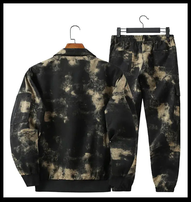 Men Clothing Two Pieces Set 2023 Training Two-piece Sweat-shirt Cargo Pants Man Apparel Heavy Jackets Labor Work Camouflage Suit