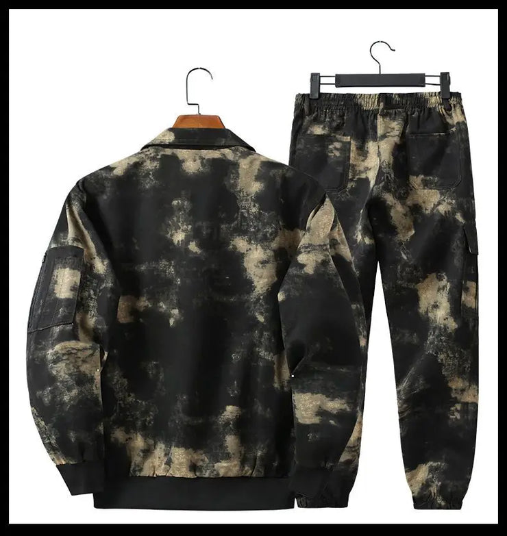 Men Clothing Two Pieces Set 2023 Training Two-piece Sweat-shirt Cargo Pants Man Apparel Heavy Jackets Labor Work Camouflage Suit