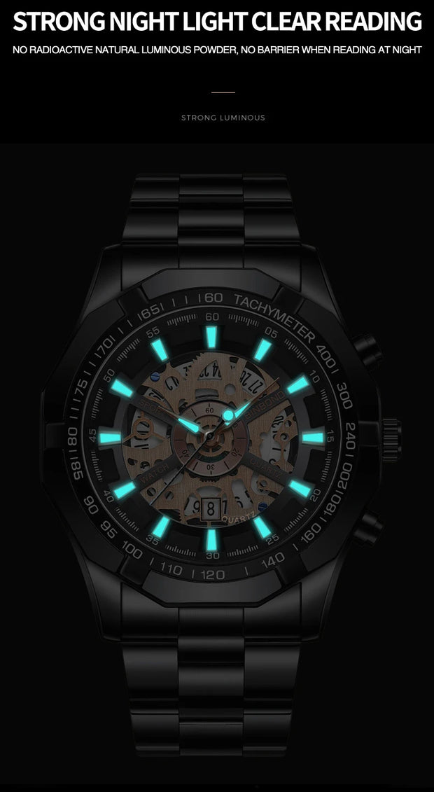 BINBONG Business Men's Watches Waterproof Calendar Luminous Fashion Quartz Watch For Man Stainless Steel Male Clock Reloj Hombre